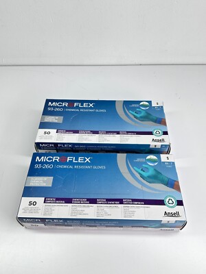 2x Microflex 93-260 Nitrile and Neoprene Gloves Disposable Chemical Resistant S