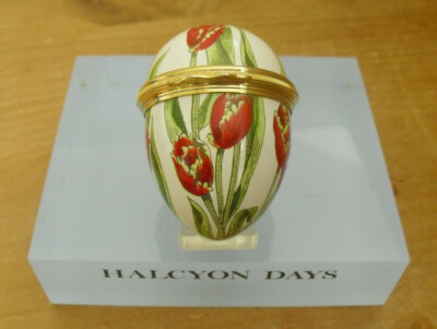 Halcyon Days Tulpen eiförmige Emaille Box - >2 1/4'' (>5,75 cm)