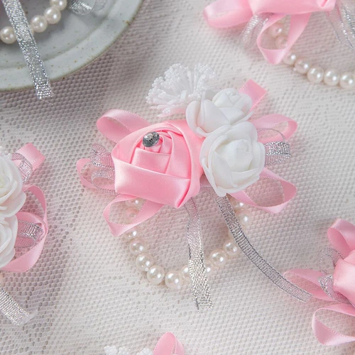 Bridesmaid Wrist Corsage Bracelet Pearl Hand Flowers Wedding Party Prom Decor UK - Picture 11 of 18