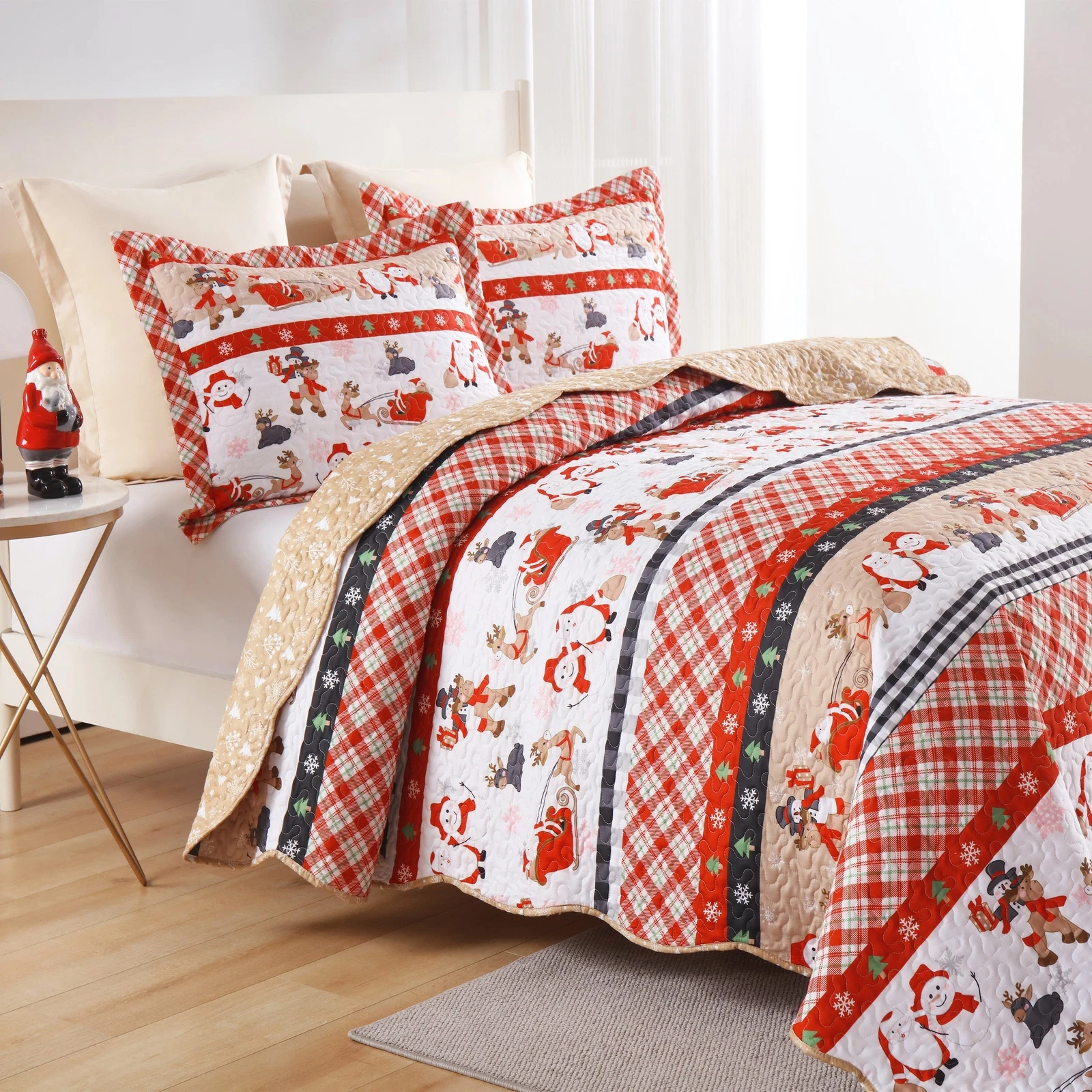 Christmas Plaid Sleigh Bedding Set | Christmas Gift | Christmas Decor