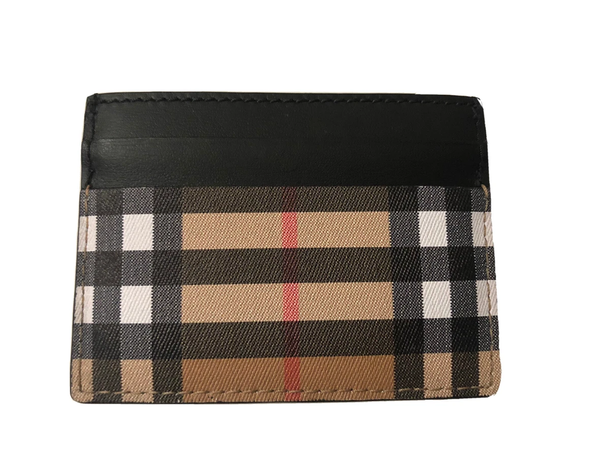Burberry vintage check and leather card case Clearance