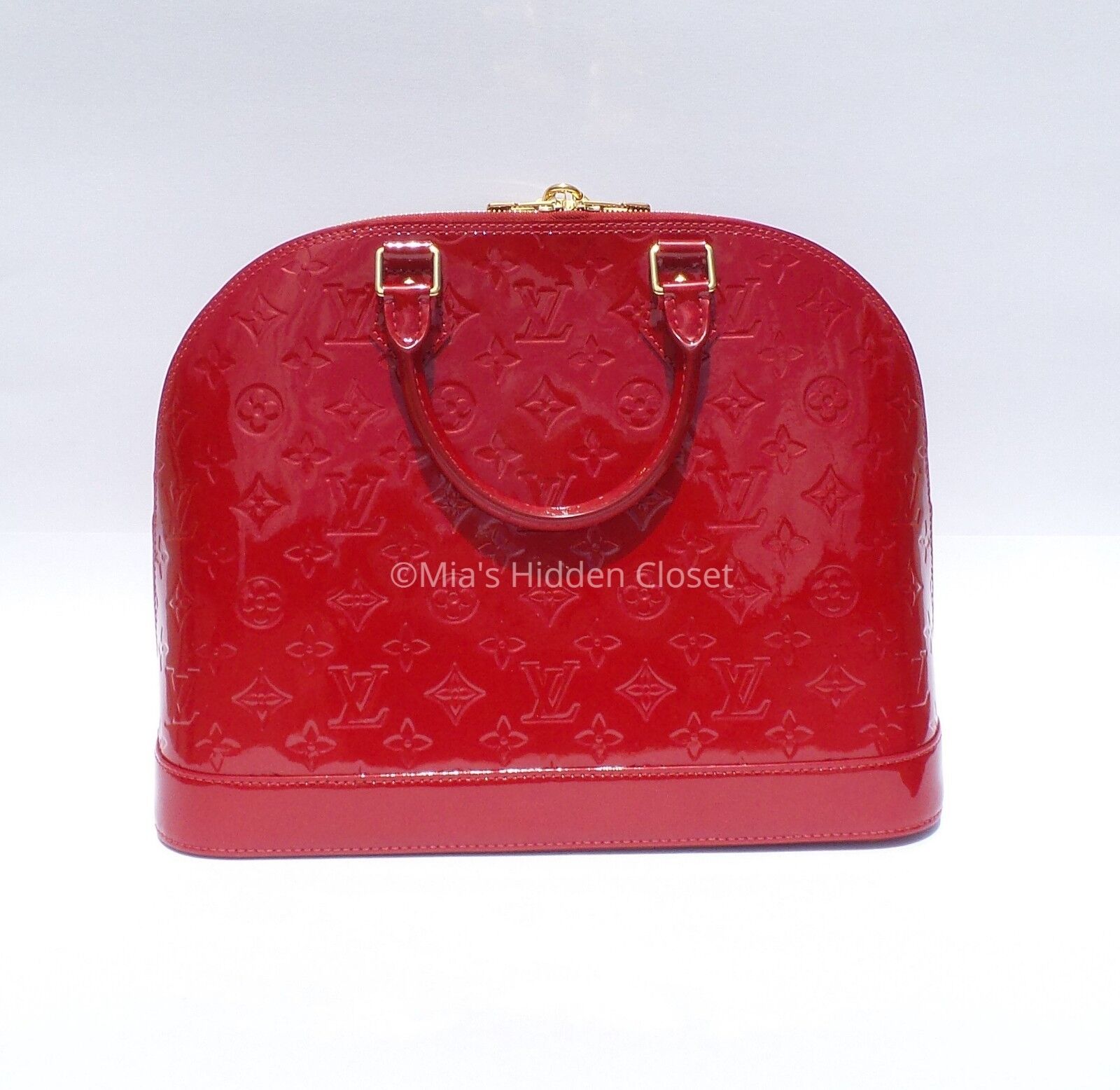 Louis Vuitton Pomme d'Amore Monogram rayures Vernis Alma Bb Gold Hardware, 2011, Red/Pink Womens Handbag