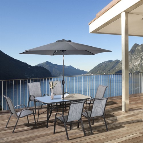 Outdoor Patio Dining Table Set with Chairs and Umbrella Ideal for