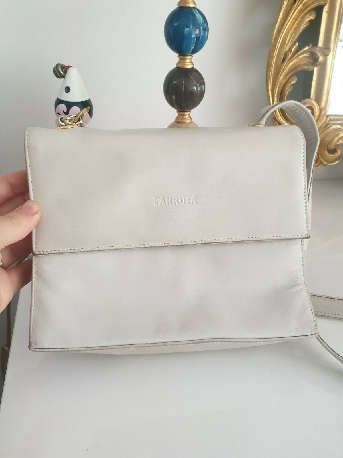 Farrutx bolso piel blanco asa larga Tasche sac borsa väska Leder bag | eBay