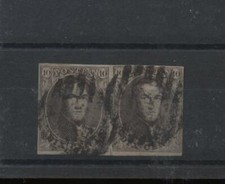 Belgium 1858/61 Leopold I 10C. Brown Pair Used N2414