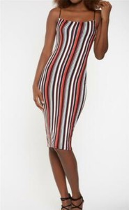 red and white striped bodycon dress