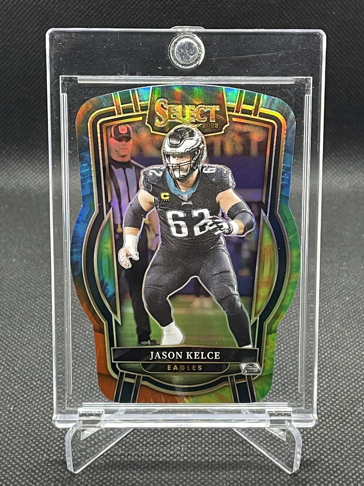 Jason Kelce 2022 Panini Select Die-Cut Tie-Dye Prizm #/25 #220 Club Level