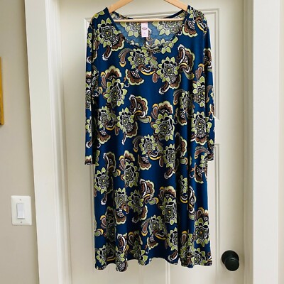 Pink Coconut Boutique Dress Women XL Swing Floral Paisley Long Sleeve  Casual