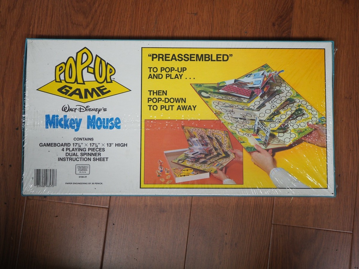 Disney MICKEY MOUSE Pop-Up Horse Racing Board Game Vintage 1982