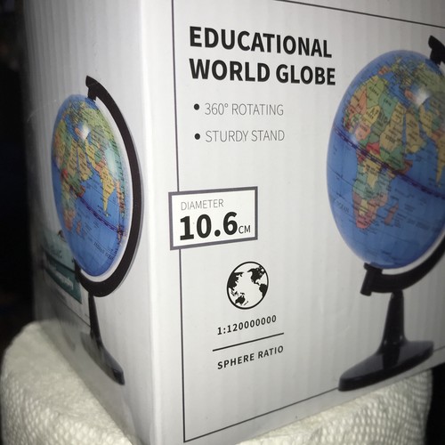 4'' World Globe for Kids Learning, Educational Rotating World Map Globe: NIB - 第 1/5 張圖片