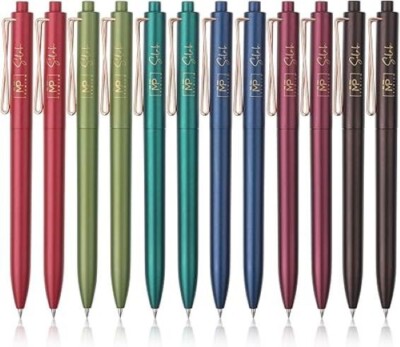 Mr. Pen- Retractable Gel Pens, 12 Pack, Black Ink Gel Pens Fine Point 0.5Mm, Met