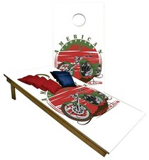 Motorcycle CORNHOLE BEANBAG TOSS GAME w Bags Game Board American USA Set