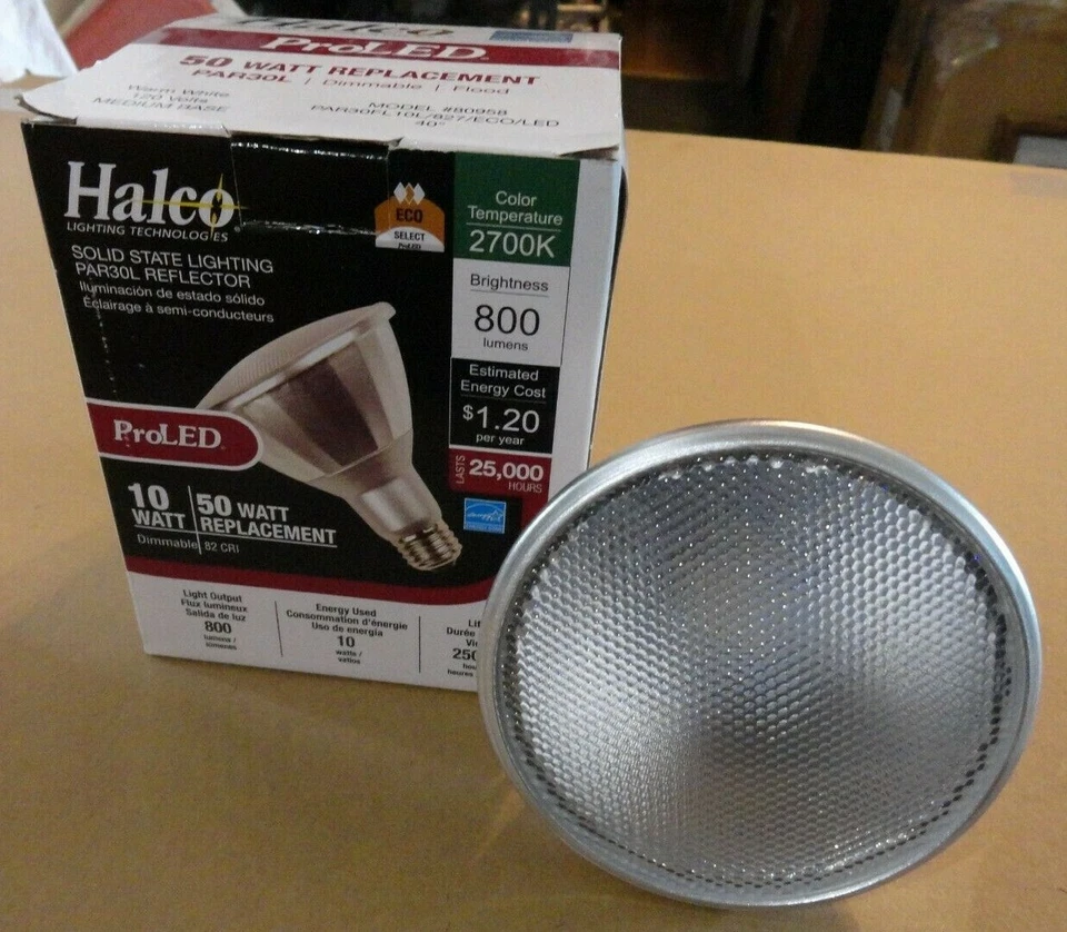 2 Halco PAR30L LED Flood Light Bulb 80958 PAR30FL/827/ECO/LED DIMMABLE 10W 2700K - Image 2 of 4