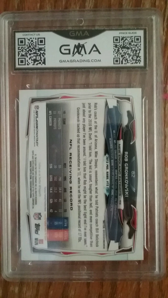 2014 Topps Chrome Rob Gronkowski Refractor #82 (GMA 10 Gem MT) - Image 2 of 2