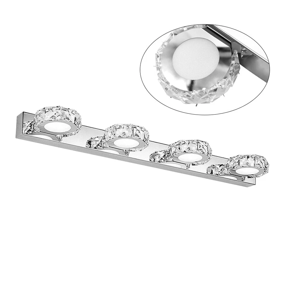 Modern 4 Heads Bathroom Vanity LED Crystal Mirror Light Front Wall Lamp Fixture - Image 3 of 4