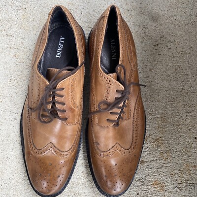 Alfani Geoff Wingtip Oxfords Shoes Brown Leather Lace Up 9M  display picture 1