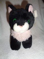 Cat Black Pink Coat White face Kitten 6" Plush Animal Alley 2000 Toys R Us RARE
