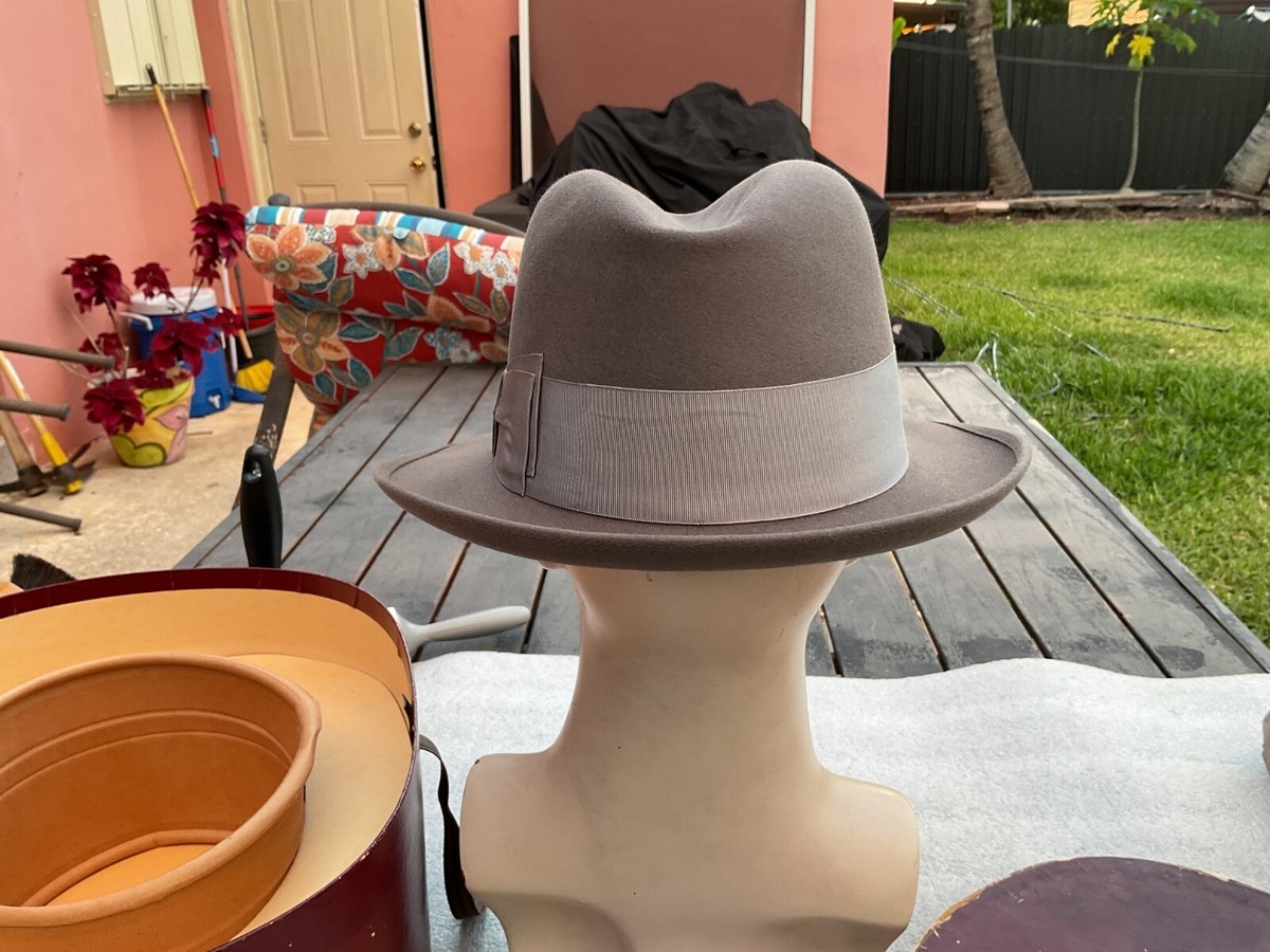 帽子 40s Vintage Borsalino Alex 7 3/8 59cm Vintage OUTSTANDING 40S Borsalino Gray Beaver Fedora Sz 7-1