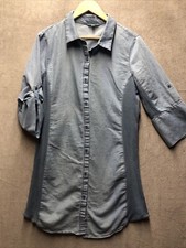 Cisona Womens Shirt Dress Size XL Denim Contrast Stretch Ribbed Texture