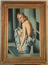quadro olio su tela con cornice falso d'autore Tamara De Lempicka