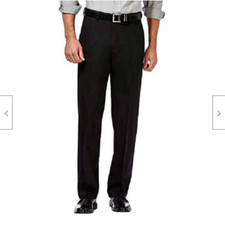 Haggar Men Premium Non Iron Flat Front Classic Fit Twill Pants SIZE 32X30-BLACK