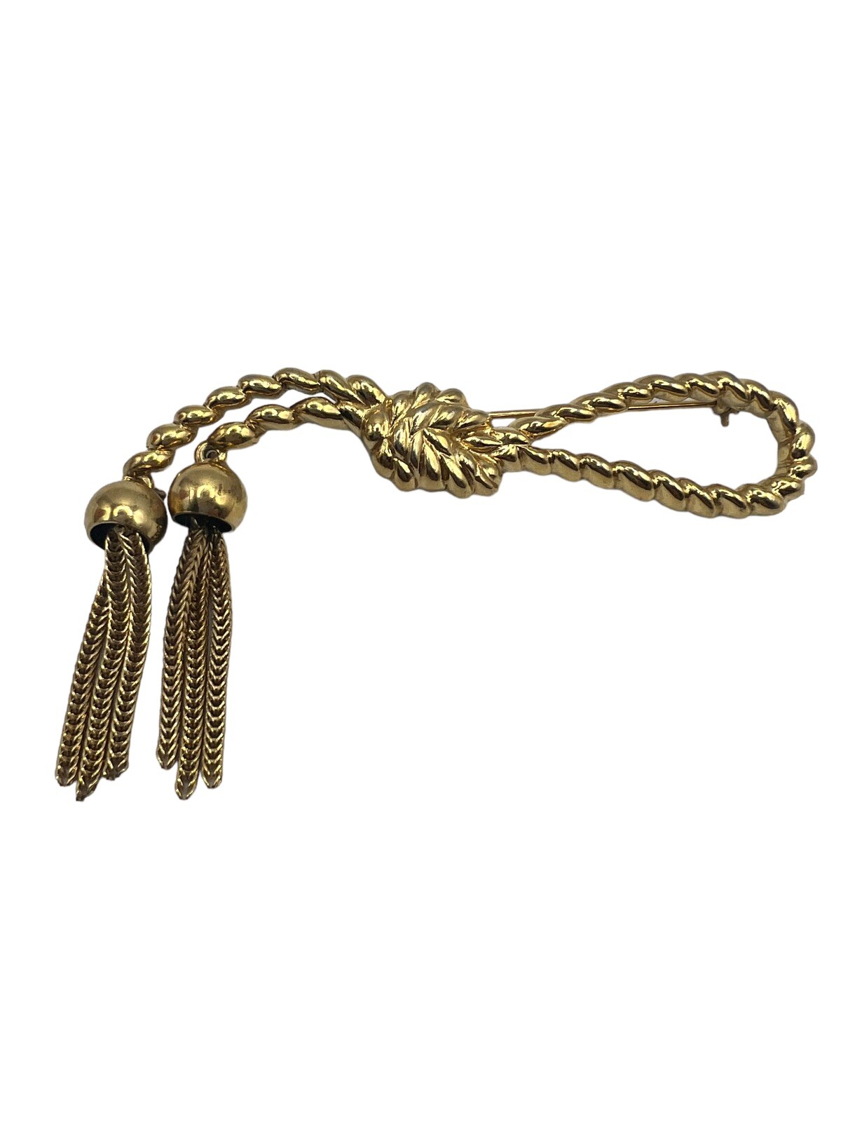 Trifari Rope Tassel Pin 80’s Goldtone Vintage