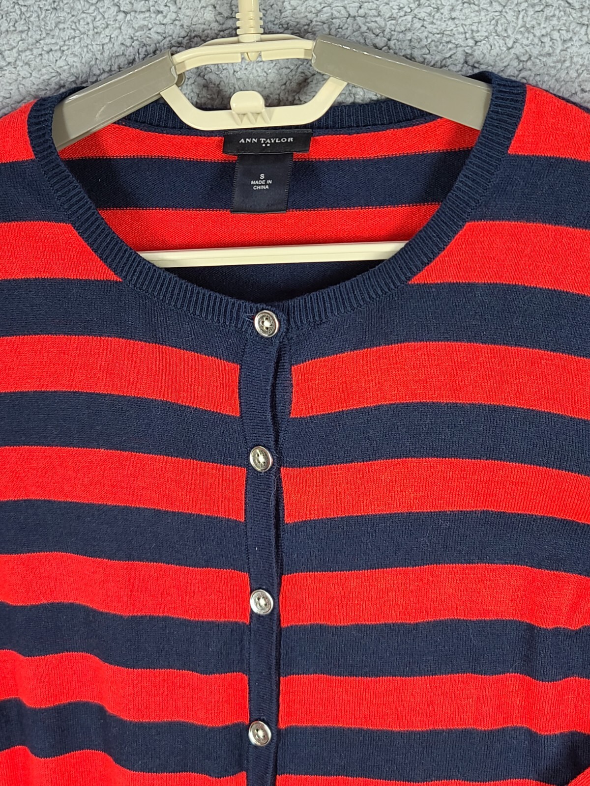 Ann Taylor Womens Navy Blue Red Stripe 