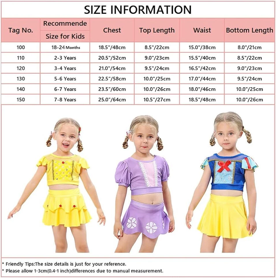 Niñas Princesa Trajes de Baño 2 Piezas Tankini Playa Surf Trajes de Baño Elegante Traje de Baño Foto 2 de 4