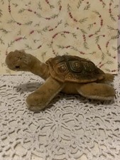 vintage mohair stuffed plush animal turtle rubber shell Steiff SLO Germany toy