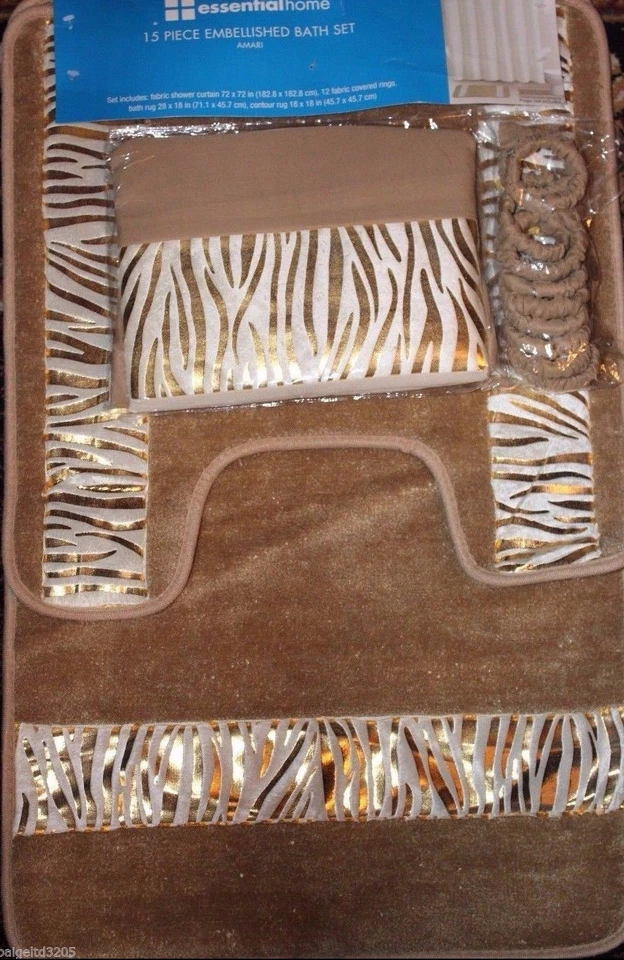 Juego de baño adornado Essential Home 15 piezas - Amari / Taupe Foto 3 de 3