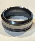 tungsten steel diamond wedding band ring mens 9.5 comfort fit 8.25mm wide 14.9g — photo 3