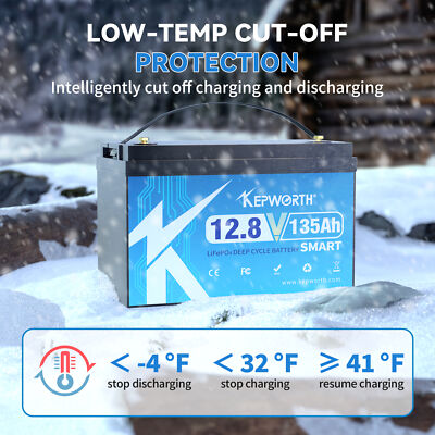 Bluetooth 12V 135Ah Lithium Battery 9000 Deep Cycle LiFePO4 BMS RV Boat Off-grid