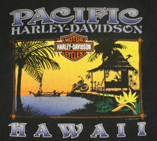 Vintage Harley Davidson Eagle Pacific Sunset Hawaii Black T-Shirt Size 2XL XXL