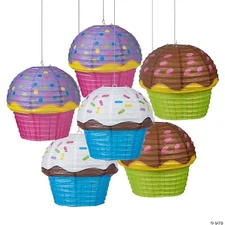 Fun Express Cupcake Paper Lanterns - 12" (6 Pieces)