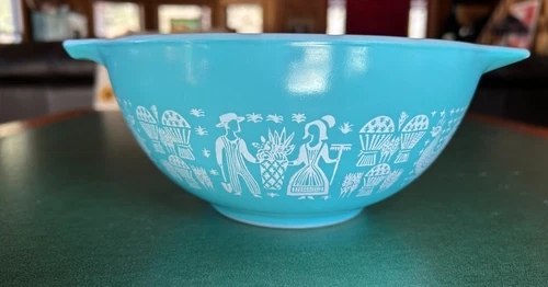 Vintage PYREX 1.5 Qt Bowl Amish Butterprint Turquoise #442 Cinderella Excellent