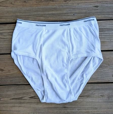 6PR Mens Fruit of the Loom BRIEFS Underwear Size XL White COTTON Titey Whiteys