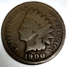 1900 Indian Head Cent Penny Good Condition 1c One Cent US Coin Free Ship - 3387