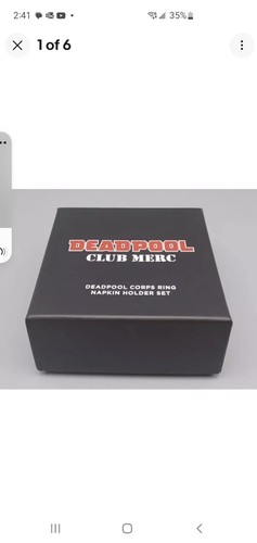 Deadpool Corps Napkin Rings Club Merc Marvel Loot Crate Set of 4 in Box - Picture 5 of 7