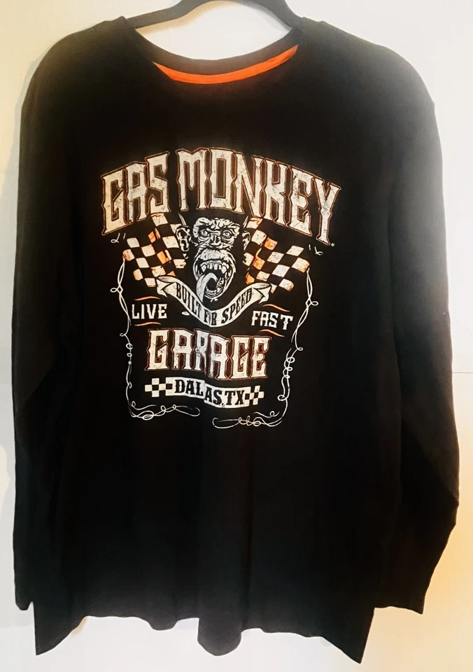Camisa Gas Monkey Garage para Hombres XL Negra Dallas TX Construida para la Velocidad Camiseta Foto 3 de 4