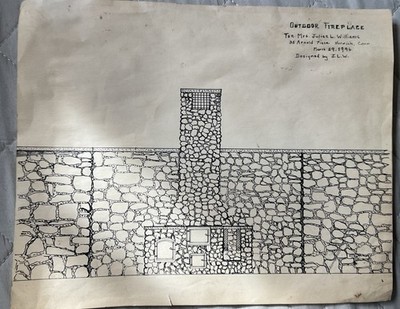Orig Outdoor Fireplace Design drawing 35 Arnold Place Norwich Connecticut 1946