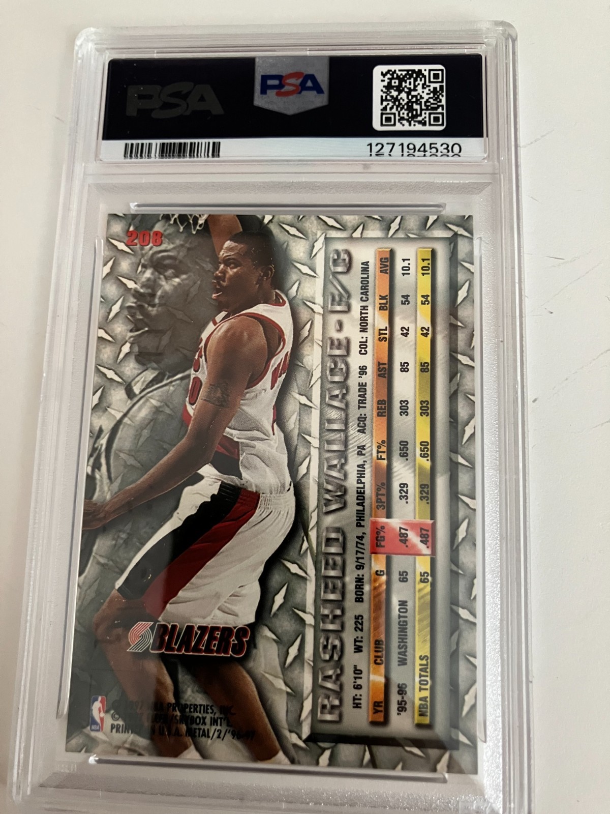 Metalin Rasheed 1 1996-97 Fleer Metal - Rasheed Wallace #208 Precious Metal for sale ...