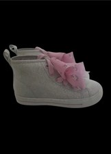 Jojo Siwa Silver Glittery High tops Size 12 Girls With Pink Unicorn Bows