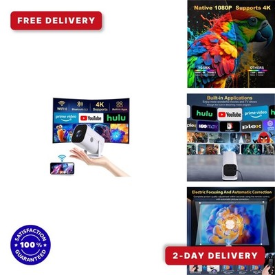 YGSKK Mini Projector 1080P with WiFi & Bluetooth, Portable Home Theater