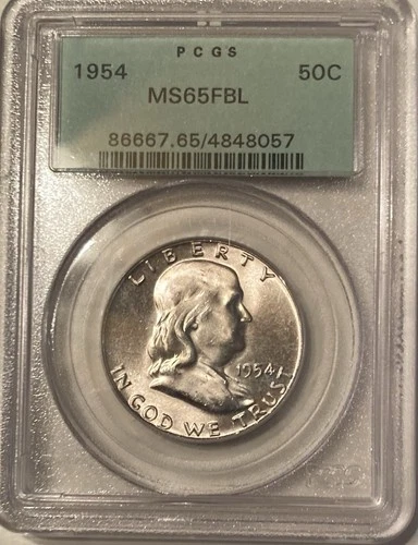 1954 Franklin Silver Half Dollar 50C PCGS MS 65 Full Bell Line Lines