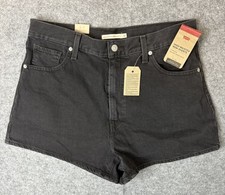 Levi's High Waisted Mom Shorts Sz 32 Black Denim Beach Summer