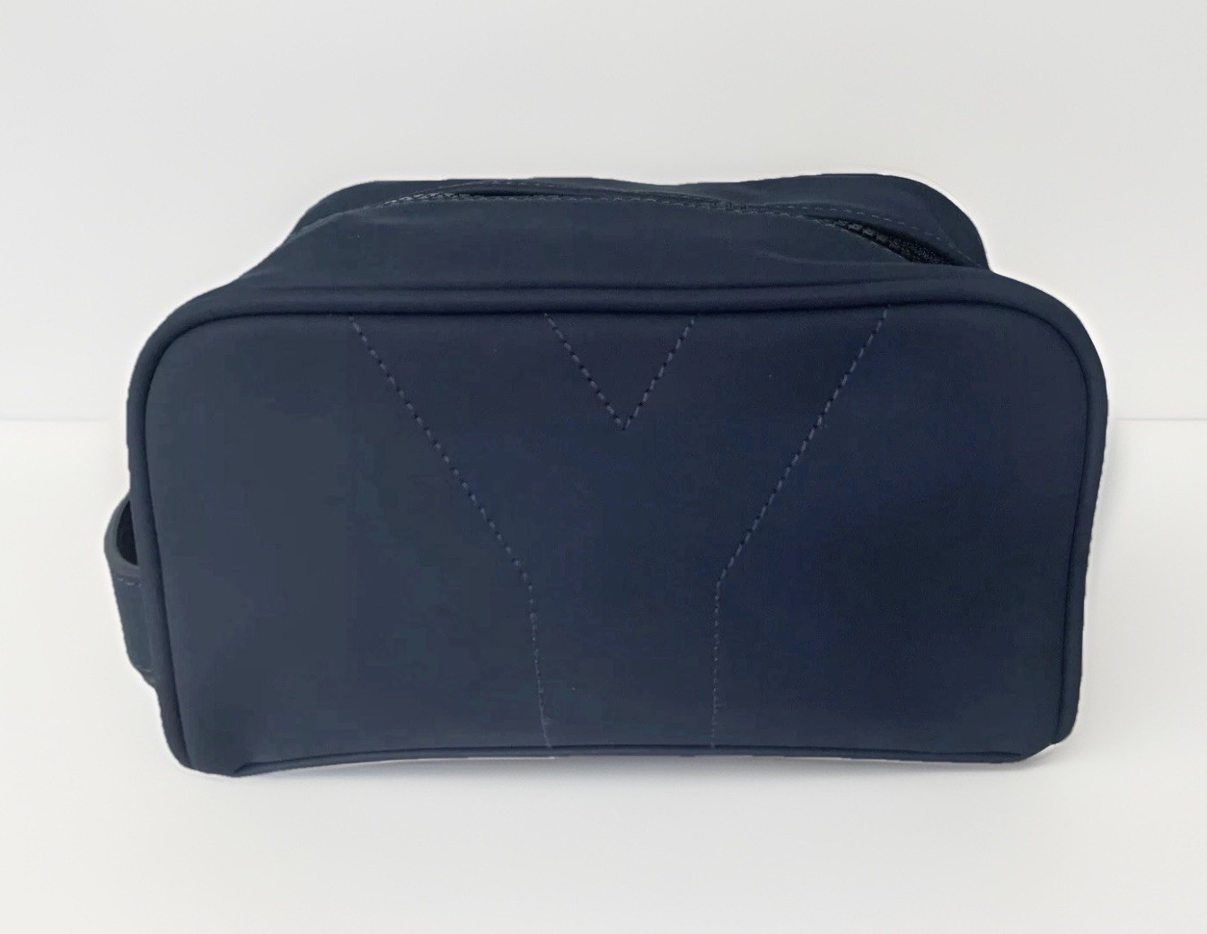 Yves Saint Laurent YSL Parfums Y Pouch slate blue faux leather travel Dopp Bag