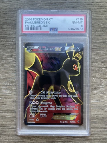 2016 POKEMON XY FATES COLLIDE 119 FULL ART UMBREON EX PSA 8
