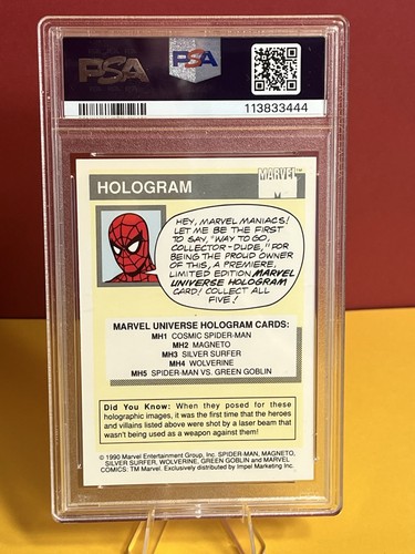 1990 Marvel Universe Magneto Hologram #MH2 PSA 9 Chase Card NICE! - Picture 2 of 3