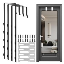 Over The Door Mirror Hanger 4 PCS Black Adjustable Five-Hole Hooks Set