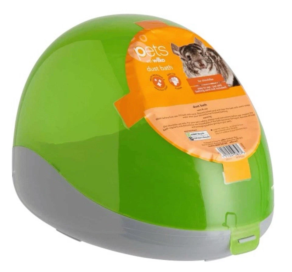 WILKO Chinchilla Dust Bath Green & Grey - Easy To Clean Helps Maintains Healthy Coat